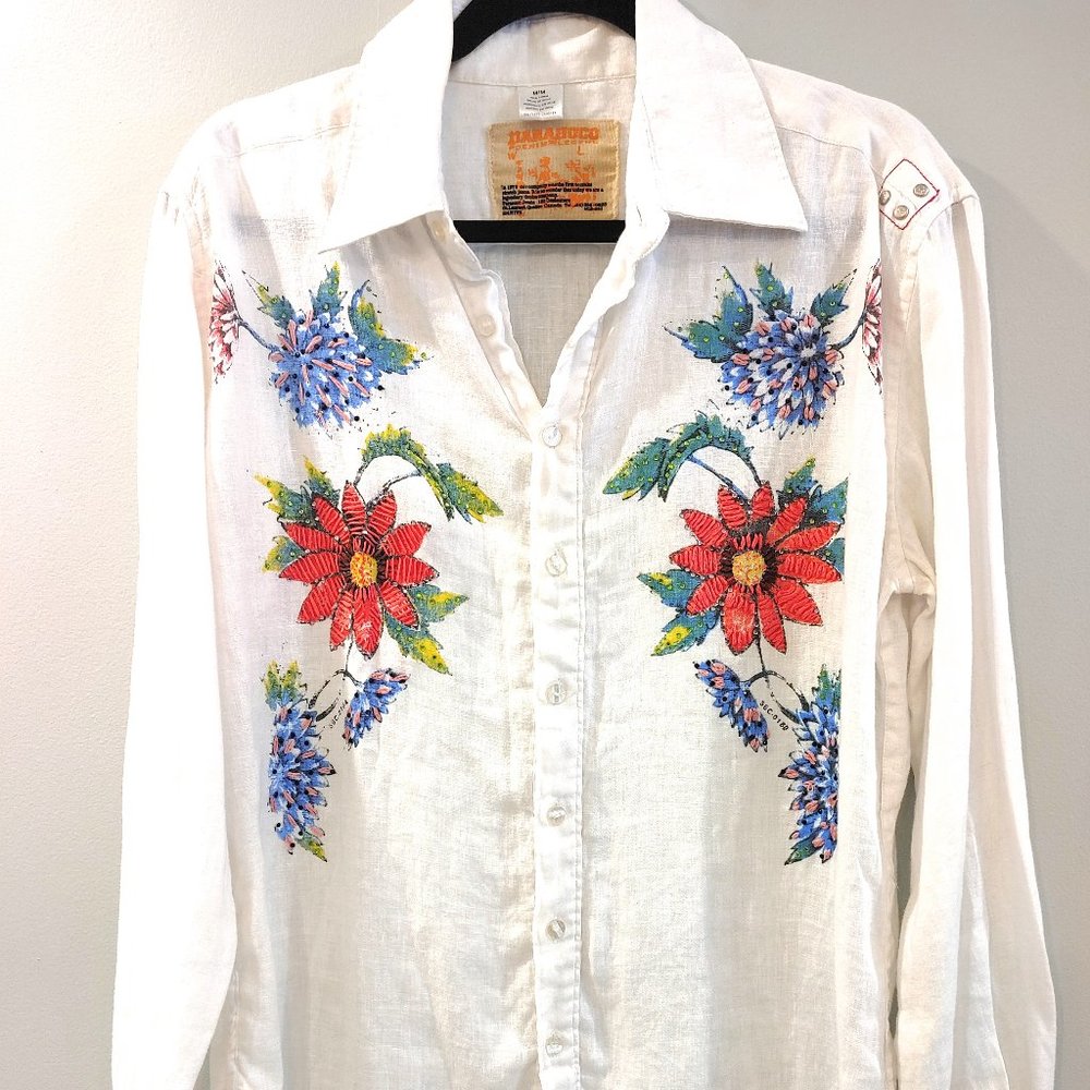 Beaded Linen Men's Button Down